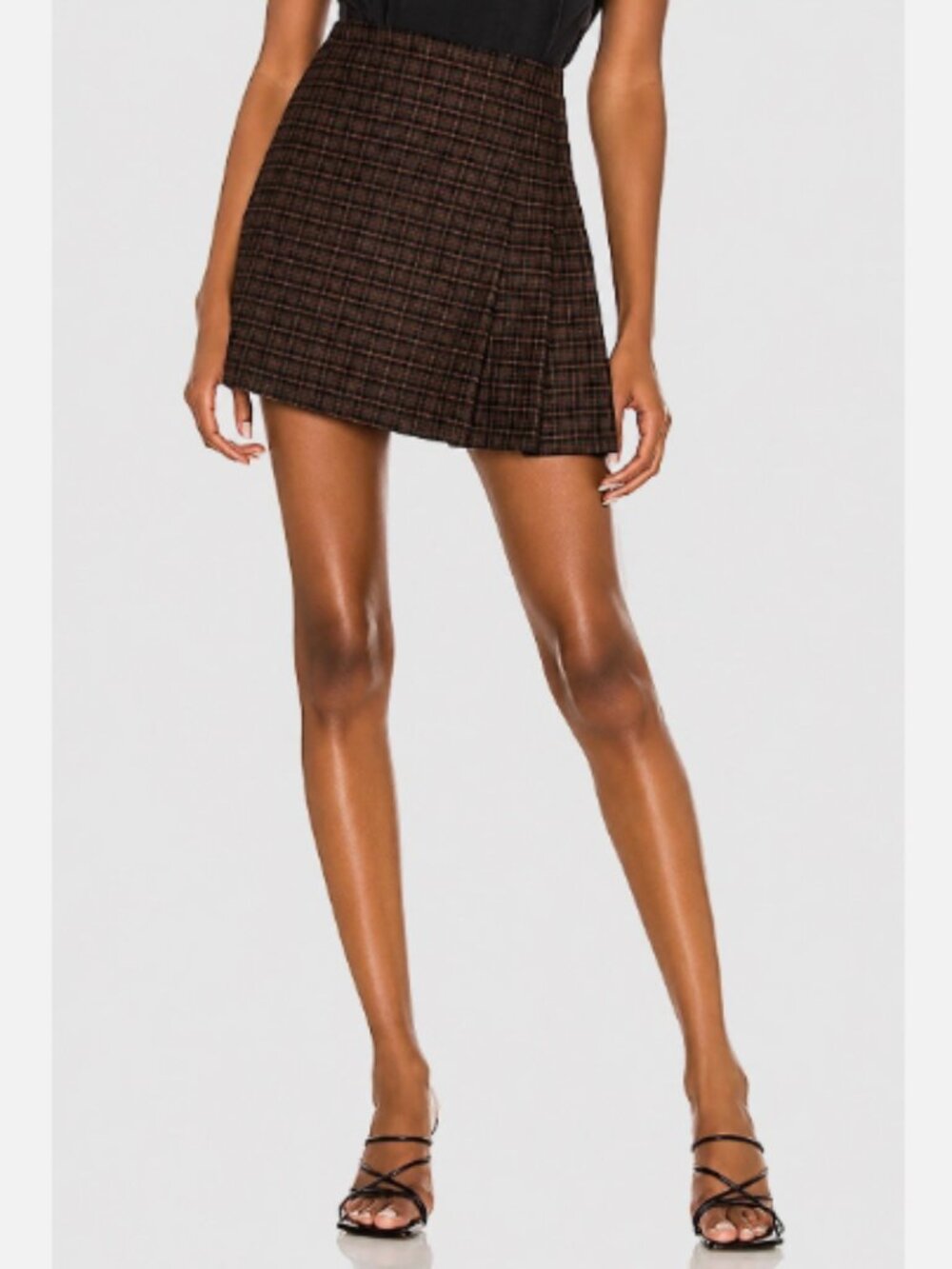 Alice + Olivia Women's Semira Plaid Pleated Mini Skirt Wool Blend Size 4